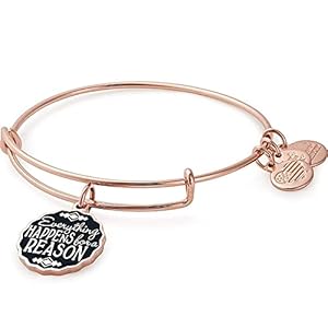 Alex-and-Ani-Words-are-Powerful-Everything-Happens-for-A-Reason-Bangle-Bracelet Alex and Ani Mantras + Inspirational Expandable Bangle for Women, Everything Happens for a Reason Charm, Shiny Rose Gold Finish, 2 to 3.5 in