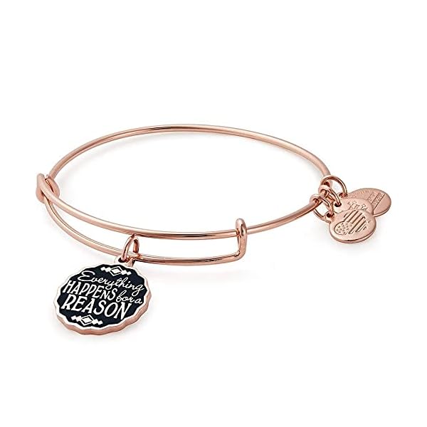 Alex-and-Ani-Words-are-Powerful-Everything-Happens-for-A-Reason-Bangle-Bracelet Alex and Ani Mantras + Inspirational Expandable Bangle for Women, Everything Happens for a Reason Charm, Shiny Rose Gold Finish, 2 to 3.5 in