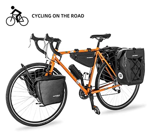 Rockbros Front Roller Panniers Bag Front Rack Bike Bag Durable Shelf Package With Carrying Handle & Free Shoulder Strap For Touring Picnic Commuting 1 Pair #TOP6