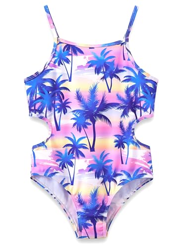 Image of Dvenki Stylish Swimsuit for Teen Girls /Young Women - Palm Tree Holiday Beach Pattern Bathing Suit Size 8
