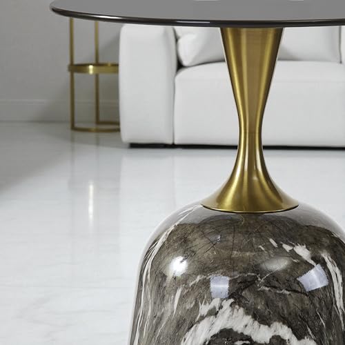 Image of The Attic Vein Luxe End Table Marble Top Stylish Design,Grey