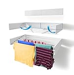 Step Up Laundry Drying Rack, Wall Mounted, Retractable Clothes Drying Rack, 20 kg Capacity, with Wall Template and Long Drill Bit - 70 cm WHITE