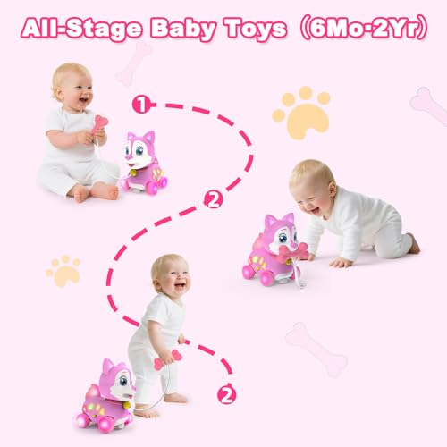 Musical Puppy Toy 6-12 Months,Baby Bilingual Toddler Learning for 1+ Year Old Girl Gift,Baby Crawling Toys,Infant Tummy Time Toy, 1st Birthday Gift Christmas for Newborn Girl Boy Age 1-2
