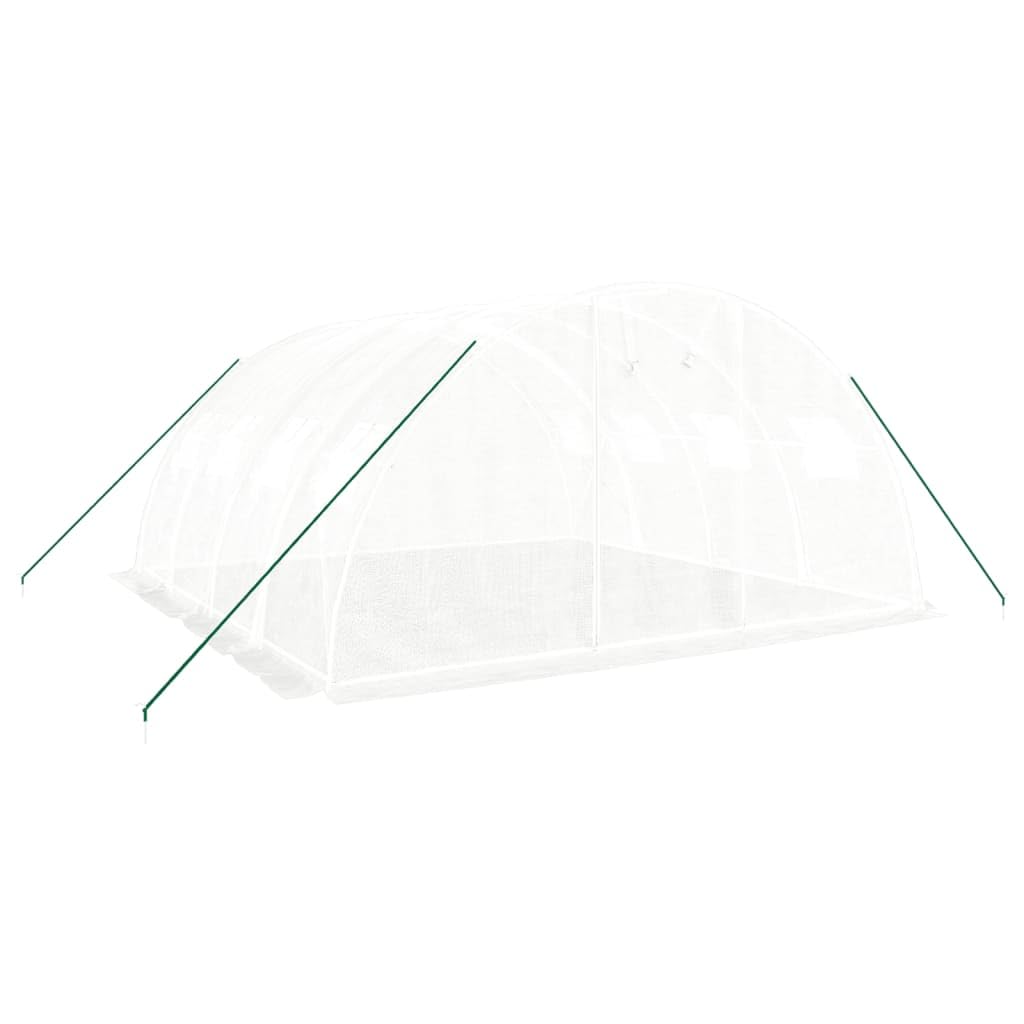 Gewächshaus mit Stahlrahmen in Weiß 16 m² 4x4x2 m für Hobbygartenbau, Pflanzenpflege, Gemüse, Kräuter, Blumen, Überwinterung, Balkon, Terrasse, mit Belüftung und Fenstern