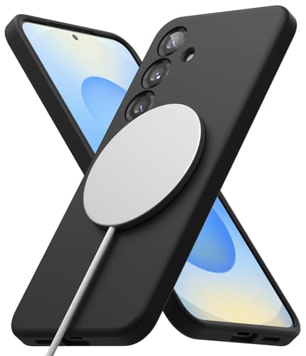 【Ringke】Galaxy S25 ケース SILICONE MAGNETIC 液状シリコン素材 耐衝撃 衝撃防止 軽量 柔軟 マグネット搭載 (SC-51F / SCG31) シリコンケース スマホケース スマホカバー ギャラクシーS25 - Black