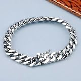 Bracciale da Uomo in Argento 925 con Maglie cubane, 31-34 g/7,8 Pollici
