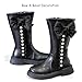 DADAWEN Girls Faux Fur Lined Knee High Boots Fashion Bow Pearl Side Zipper Winter Tall Riding Boots for Toddler/Little Kid/Big Kid Black US Size 9.5 M Toddler