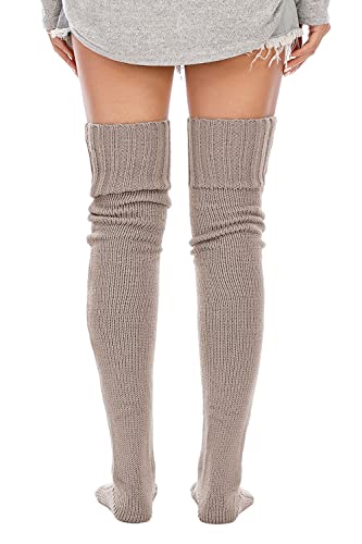 Image of Leoparts Women's Cable Knitted Thigh High Boot Socks Extra Long Winter Stockings Over Knee Leg Warmers