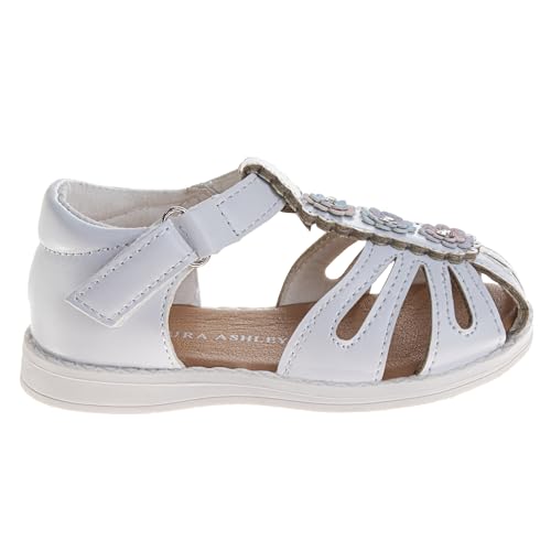 Laura Ashley Princess Girl Rainbow Sandals Summer Glitter Strap Closed Toe Sandals Flats for Girls Size 6-10 Toddler 11-12 Little Kid2