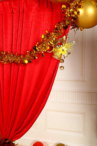 Sherway 2 Panels 4.8 Feet X 10 Feet Red Thick Satin Backdrop Drapes, Non-Transparent Window Curtains For Wedding Ceremony Christmas Party Stage Décor #TOP4
