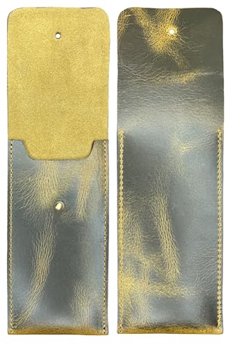Image of RUSTIC TOWN Leather Pen Case - Handmade Valentines Gift Full-Grain Leather Pen Pencil Holder - Minimalist Pen Protective Sleeve Cover - Elegant & Practical Pencil Pouch for Work & Office