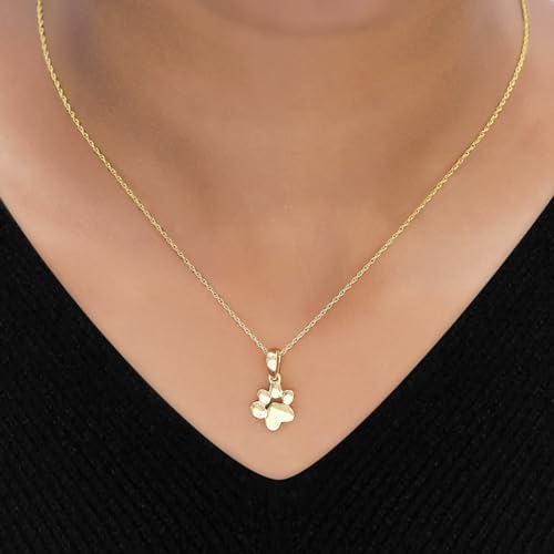Charm Pendant Necklace Plain Dog Paw Print Jewelry For Women In 14K Gold Plated Sterling Silver Along With 18" Chain3