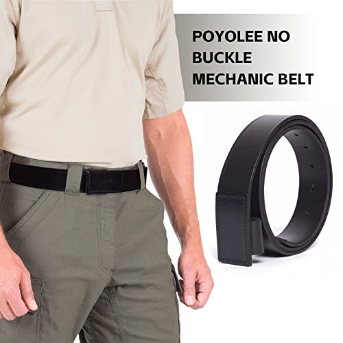 No Buckle Leather Belts Mechanic Belt for Men Adjustable Buckleless No-Scratch Leather Work Belt2