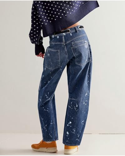 LifeShe Women's Wide Leg Barrel Jeans Drawstring Elastic Waist Denim Pants Loose Baggy Boyfriend Trouser2