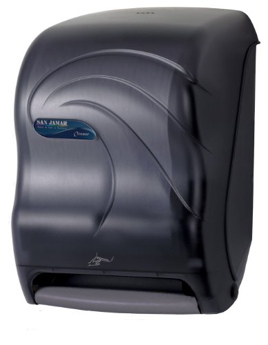 San Jamar Oceans Paper Towel Dispenser Touchless Electronic Dispenser with Smart System with Iq Sensor for Bathroom, Kitchens and Restaurants, Plastic, Black Pearl