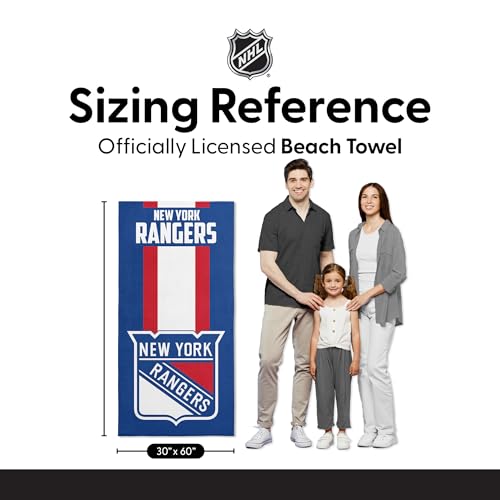 Northwest NHL New York Rangers Zone Read Beach Towel, Cotton Polyester Blend Lightweight Bath, Pool, Swim, Travel Fan Gear, 30 x 60 Inch - image 3
