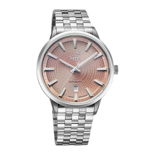 Image of Xylys Waltz-G with Analog with Date Automatic Champagne Dial Silver Leather Strap Watch for Men - 40060SM01E