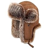 Rachlicy Sombrero de Cazador para Hombres Clima frío Equipo de Invierno Sombrero Ruso cosaca Tapa Torta Cazador de Cabeza marrón marrón