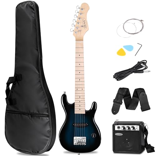 ZENY 30 inch Kids Electric Guitar with 5w Amp, Gig Bag, Strap, Cable, Strings and Picks Guitar Combo Accessory Kit, Blue