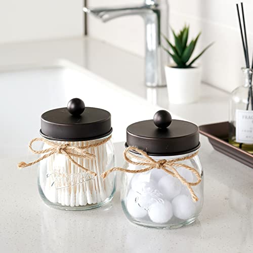 image for SheeChung 2 Pack Small Mason Jars Qtip Holders, Bathroom Shelf Decor, 