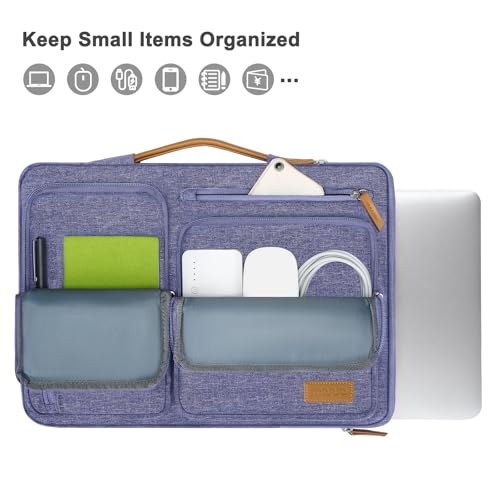 Image of MOSISO 360 Protective Laptop Case 14 inch, 14 inch Laptop Sleeve Compatible with HP Lenovo Dell ASUS Acer, HP, Dell Latitude, Lenovo, Side Open Carrying Case with 4 Zipper Pockets&Handle,Purple Orchid