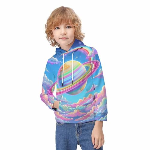 Sweatshirt ado 3D imprimé planète pull hiver manches longues - 3