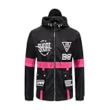 perdontoo Mens Casual Lightweight Drawstring Hooded Windbreaker Jacket (XX-Large, Black-2)