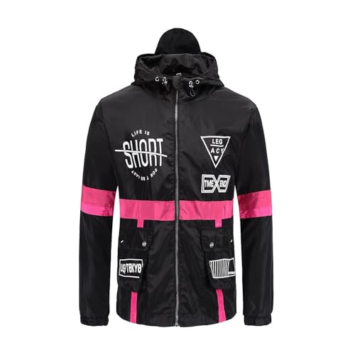 Image of perdontoo Mens Casual Windbreakers Lightweight Drawstring Hooded Jackets