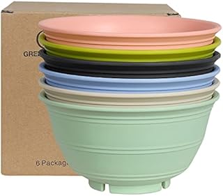 Greentainer Unbreakable Large Cereal Bowls - 6 Pieces Lightweight Noodle Bowl, Salad Bowl, Fruit Bowl, Soup Bowl Made of Plastic Materials | Microwave and Dishwasher Safe | 30 oz