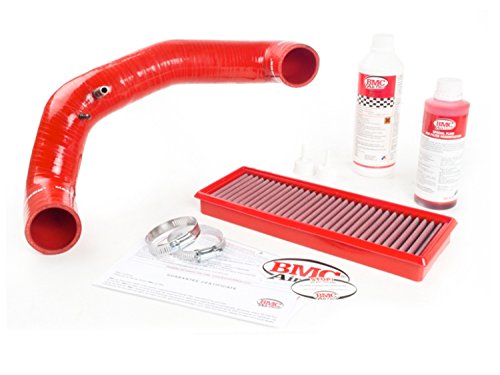 FIAT 500 ABARTH / 500T Factory Air Filter Housing Upgrade Kit - Red Silicone - Deluxe Kit w/BMC Filter + Cleaning Kit (pre 2015 models)