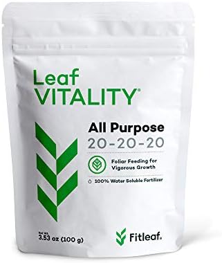 Fitleaf Leaf Vitality All Purpose 20-20-20 (3.52 oz) – Premium Foliar Feed Water Soluble Fertilizer to Spray for All Plants – Promotes Biomass Growth and Vibrant Leaf Color, Complete Plant Nutrition with Amino Acids (3.53 oz)
