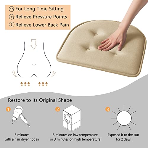 Lovtex Chair Cushions For Dining Chairs 4 Pack, Non Slip Chair Pads For Dining Chairs, Kitchen Chair Cushions 17 X 16 X 1.5, Khaki Seat Cushions #TOP3