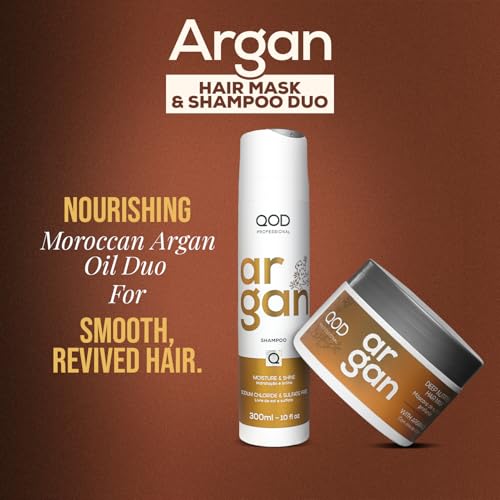 Image of QOD Professional Argan Shampoo & Hair Mask- 300ml (Combo of 2) | Sulphate free | Sodium Chloride free