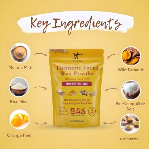 Image of Herbal Turmeric Wax Powder, 100g, Pain-Free Hair Removal, Paraben Free, Unisex