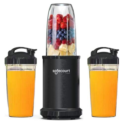 Safecourt Kitchen Power Blender - 1000 vatios - licuadora para ir - batidora de batidos - incl. libro de recetas - Negro