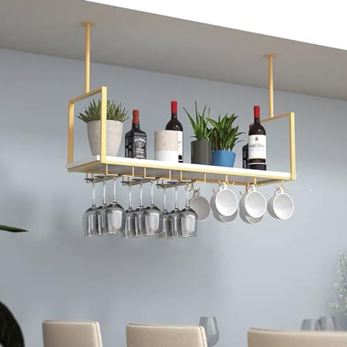 Support de verre à vin de plafond avec rangements pour bouteilles de vin - 2