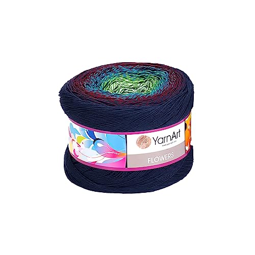 Image of Yarn Art YarnArt Flowers Yarn 55% Cotton 45% Acrylic 250gr 1094yds Multicolor Cotton Yarn Rainbow Crochet Yarn Spring Summer - 1 Fine Sport Skein (266)