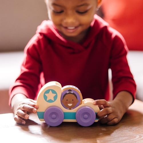Image of Melissa & Doug GO Tots Wooden Star Cars (2 Cars, 2 Disks) Stacking Toys for Infants, Hand Push Vehicles, Wooden Car Toys for Toddlers Ages 1+ - FSC-Certified