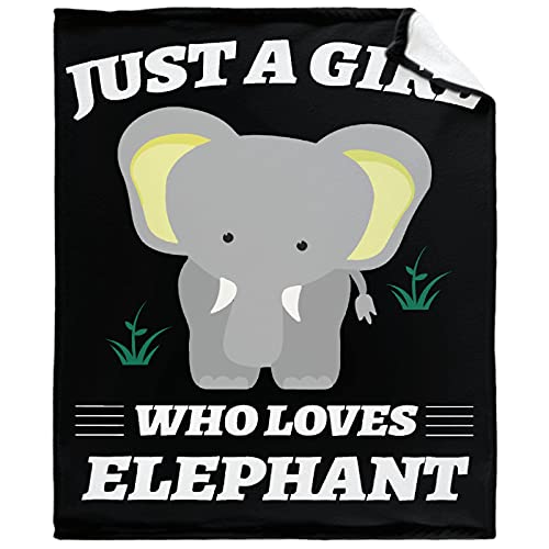 Best Deal 🛒 Fukurokuju Just A Girl Who Loves Elephant Flannel Throw Blanket for All Seasons Gift for Families Soft Cozy Cute Blankets for Sofa Couch Bed Home 120”×90” Extra Large for Family