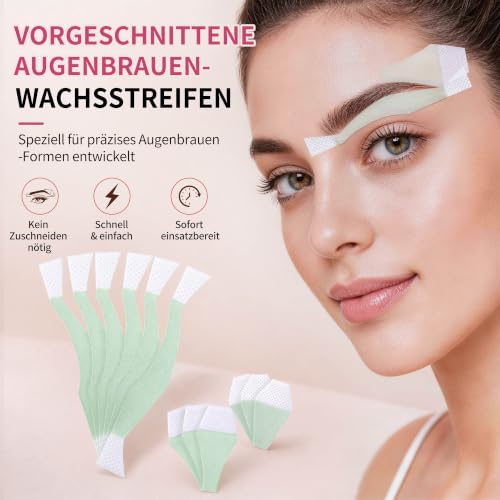 Beauty7 Augenbrauen Wachsstreifen, 24 Stk, Kaltwachsstreifen, 4 Öl-Tücher – Ansicht 2