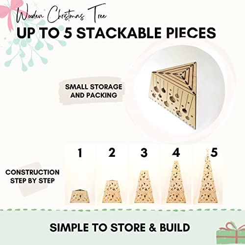 79Inch Wooden Christmas Tree, Large Alternative Christmas Tree, Wood Xmas Tree, Artificial Christmas Tree (5 Units Height), Unique Handmade Tree No Mass Production #TOP4