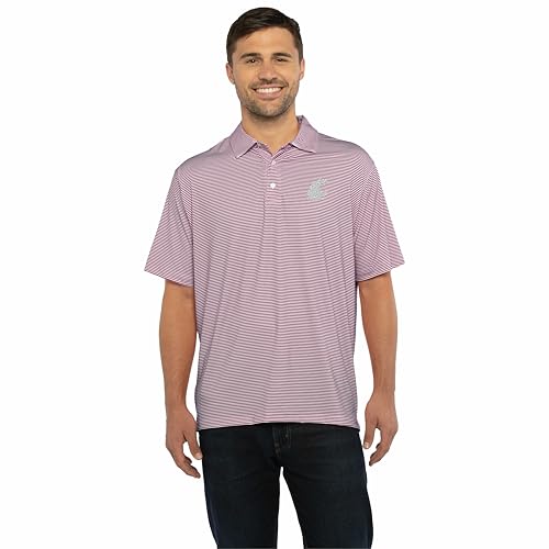 Vantage Apparel Men's College Moisture Wicking Premium Stretch Fit Striped Polo, Washington State Cougars, Maroon, X-Large