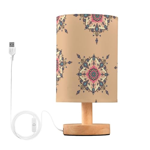 Mnsruu Lámpara de mesita de noche elegante de cachemira étnica de de con luz