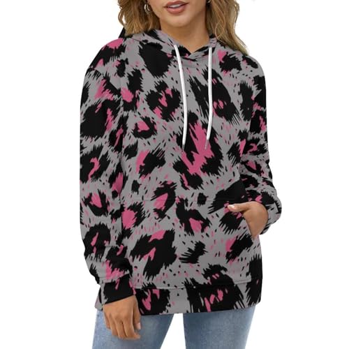 Pull léopard rose UMENG un sweat à capuche aux finitions soignées pour tous - 5