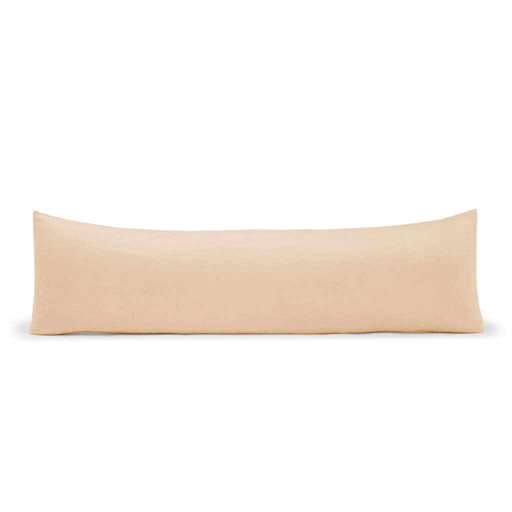 Bolster Body Pillow with Pillowcase Hollowfiber Filled - Orthopedic Pregnancy Maternity Cushion - For Nursing Back Neck Support Long Pillow- With Free Polycotton Pillowcase Cover (Latte, Single - 3FT)