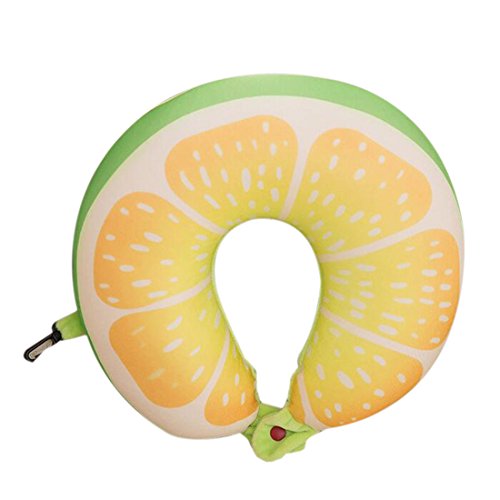 Fruit T almohadilla en forma de nanopartículas del amortiguador almohadilla del cuello del coche Almohada de viaje Office-Limón