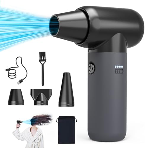 【2024ドイツ規格45m/s】エアダスター ブロワー 洗車 最高速 :150000RPM 超强力 6000mAhバッテリー ブラシレスモーター USB-C充電式 代わりのエアダスター スプレー ミニ ジェット 電動ブロアー ターボブロウ 小型扇風機 jet fan 高硬度 高効率 高强力 高出力 高温耐性 多用途(PC 掃除/キーボード/車内/エアコン/洗車用) アウトドアに 収納袋付き