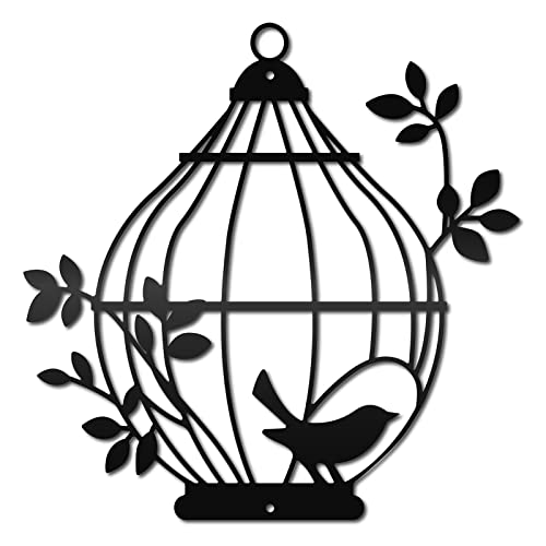 CREATCABIN Décoration Murale Métal Oiseau Cage Oiseaux Décoration Sculptures Décoratives Plaques Suspendre Ornements Abstrait pour Maison Cuisine Salle...