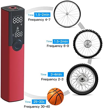 Woowind BP188 Electric Bike Pump Presta Valve And Schrader, Aluminum Tyre Inflator For Bikes, Motorcycle, Auto Shut-off 120~150PSI and Rechargeable