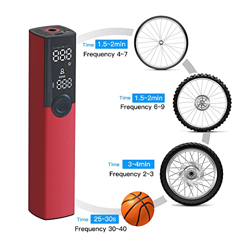 Woowind Bp188 Tire Inflator Electric Bike Pump, Portable Air Pump For Bikes, Auto Shut-Off With Presta And Schrader Valve, 150 Psi And Rechargeable (Red) #TOP1